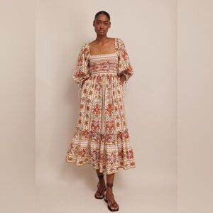 Cara Cara Jazzy Dress Egret Striped Emblem - Medium NWT